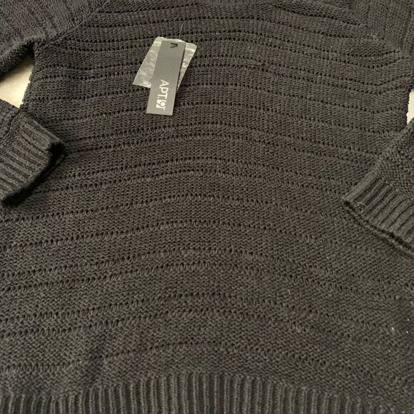 New APT 9 Womens Black Tie Tape Yarn Pullover Sweater‎ Size Small NWT $50 - Picture 3 of 8